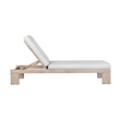 Pemberly Row Outdoor Teak Natural Look Chaise - Light Gray Fabric