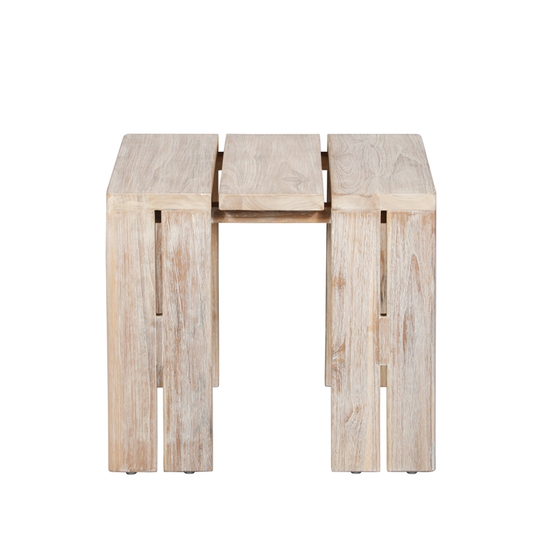 Pemberly Row Contemporary Outdoor Teak Natural Look End Table