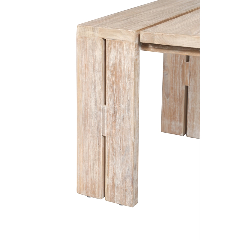 Pemberly Row Contemporary Outdoor Teak Natural Look End Table