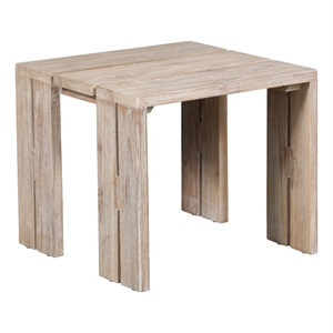 Pemberly Row Contemporary Outdoor Teak Natural Look End Table