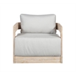 Pemberly Row Outdoor Teak Natural Look Swivel Chair - Light Grey Fabric