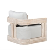 Pemberly Row Outdoor Teak Natural Look Swivel Chair - Light Grey Fabric