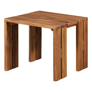 Pemberly Row Contemporary Outdoor Teak Wood End Table in Natural