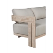 Pemberly Row Teak Wood Sofa Natural Look in Gray Finish Fabric