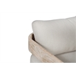 Pemberly Row Teak Wood Sofa Natural Look in Gray Finish Fabric