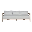 Pemberly Row Teak Wood Sofa Natural Look - Light Grey Fabric