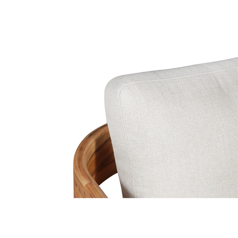 Pemberly Row Outdoor Solid Teak Wood Love seat - Gray Fabric