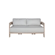 Pemberly Row Outdoor Solid Teak Wood Love seat - Light Gray Fabric