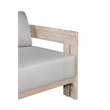 Pemberly Row Outdoor Solid Teak Wood Love seat - Light Gray Fabric