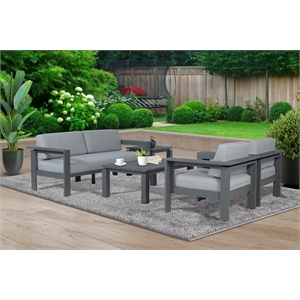 Pemberly Row Aluminum Frame Outdoor 74&quot Love seat / Sofa - Gray Cushions