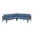 Pemberly Row Aluminum Frame Outdoor Sectional Sofa - Blue Cushions
