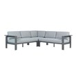 Pemberly Row Aluminum Frame Outdoor Sectional Sofa in Gray Finish