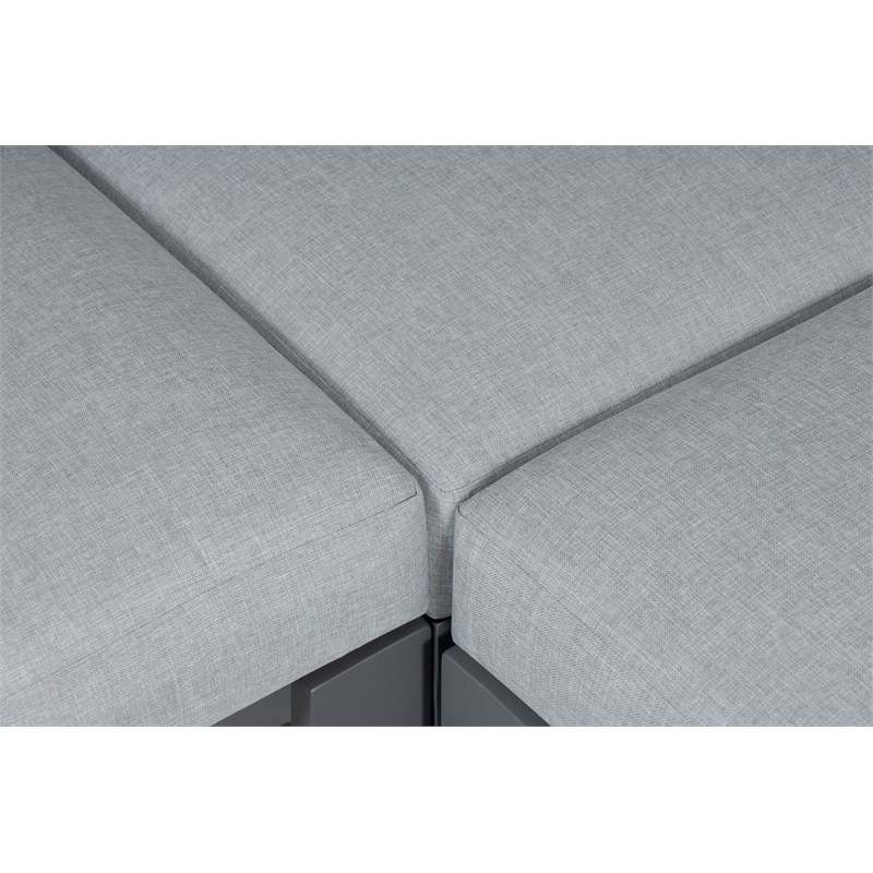 Pemberly Row Aluminum Frame Outdoor Sectional Sofa in Gray Finish