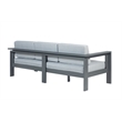Pemberly Row Modern Aluminum Frame Outdoor Sofa - Gray Cushions
