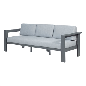 Pemberly Row Modern Aluminum Frame Outdoor Sofa - Gray Cushions