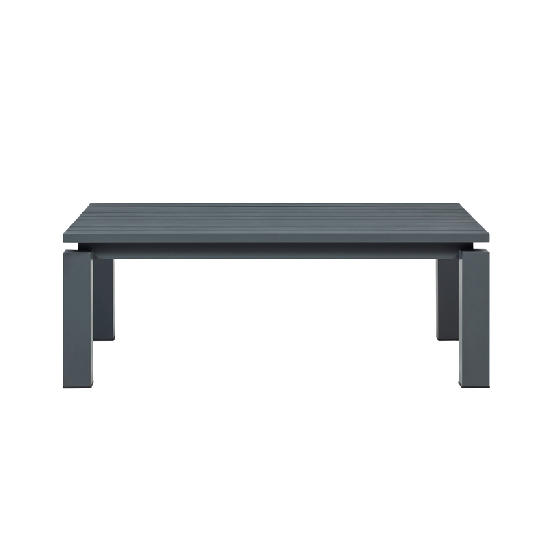 Pemberly Row Contemporary Outdoor Aluminum Coffee Table - Gray