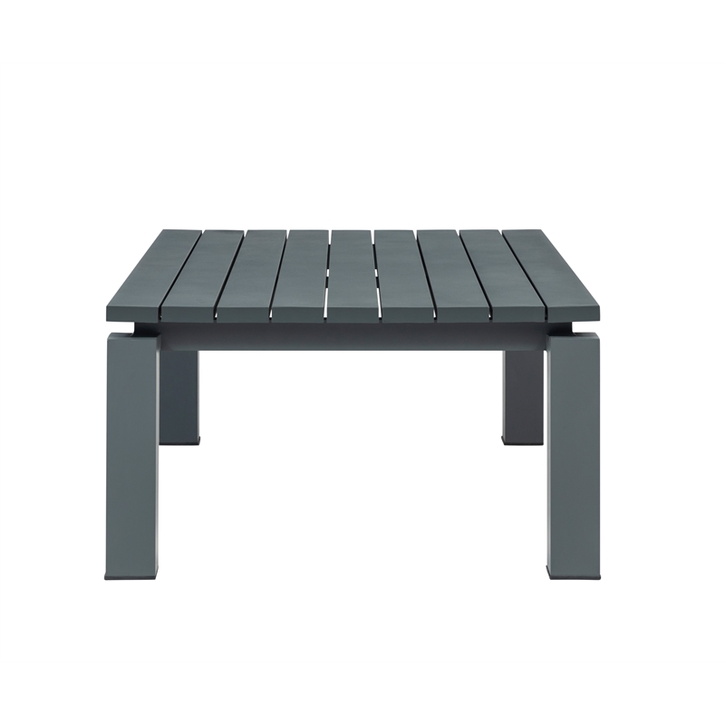 Pemberly Row Contemporary Outdoor Aluminum Coffee Table - Gray