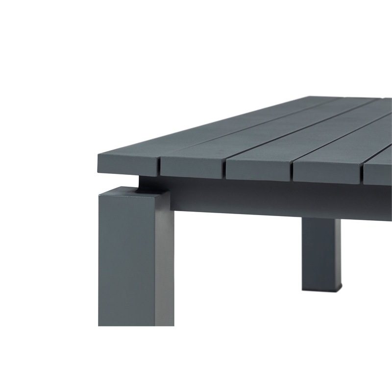 Pemberly Row Contemporary Outdoor Aluminum Coffee Table - Gray
