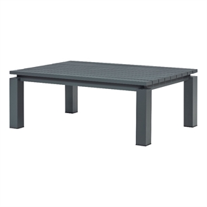 Pemberly Row Contemporary Outdoor Aluminum Coffee Table - Gray