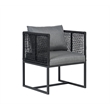 Pemberly Row Pair of Outdoor Aluminum Dining Chair with Rope Design - Black