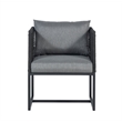Pemberly Row Pair of Outdoor Aluminum Dining Chair with Rope Design - Black
