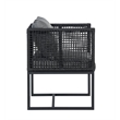 Pemberly Row Pair of Outdoor Aluminum Dining Chair with Rope Design - Black