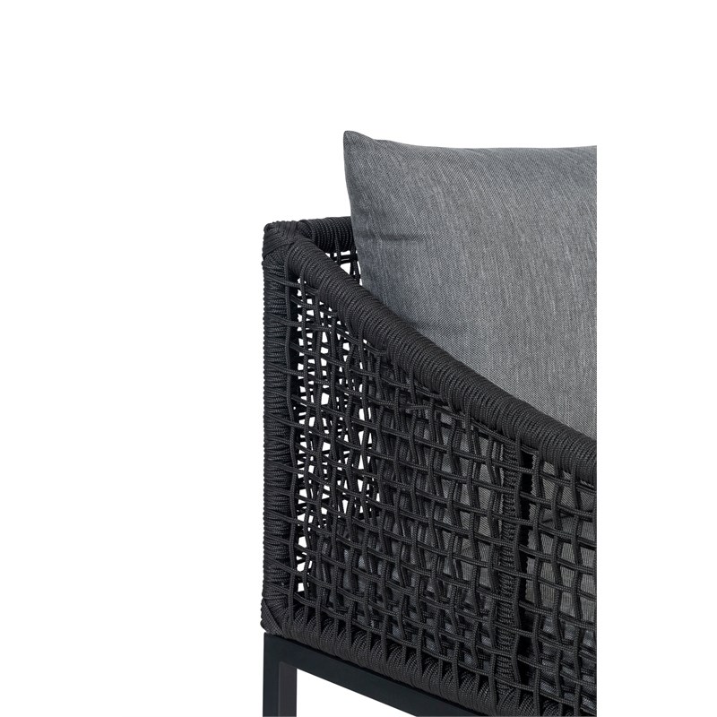 Pemberly Row Outdoor Aluminum Dining Chair with Rope Design - Black