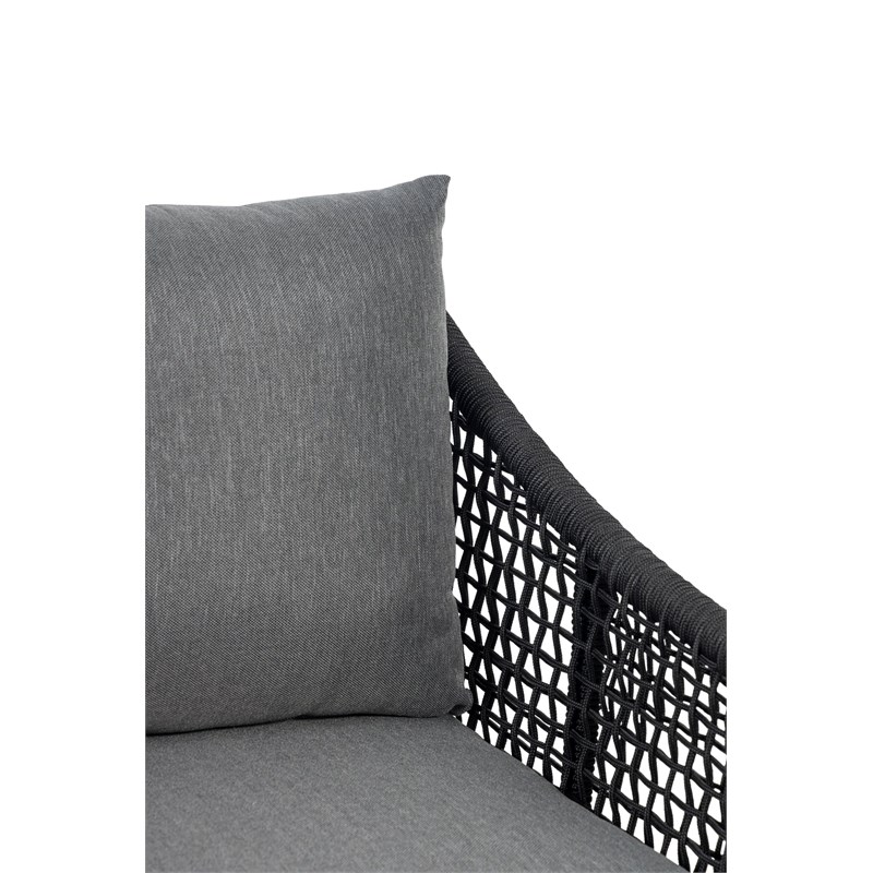 Pemberly Row Outdoor Aluminum Dining Chair with Rope Design - Black