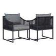 Pemberly Row Outdoor Aluminum Dining Chair with Rope Design - Black