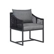 Pemberly Row Outdoor Aluminum Dining Chair with Rope Design - Black