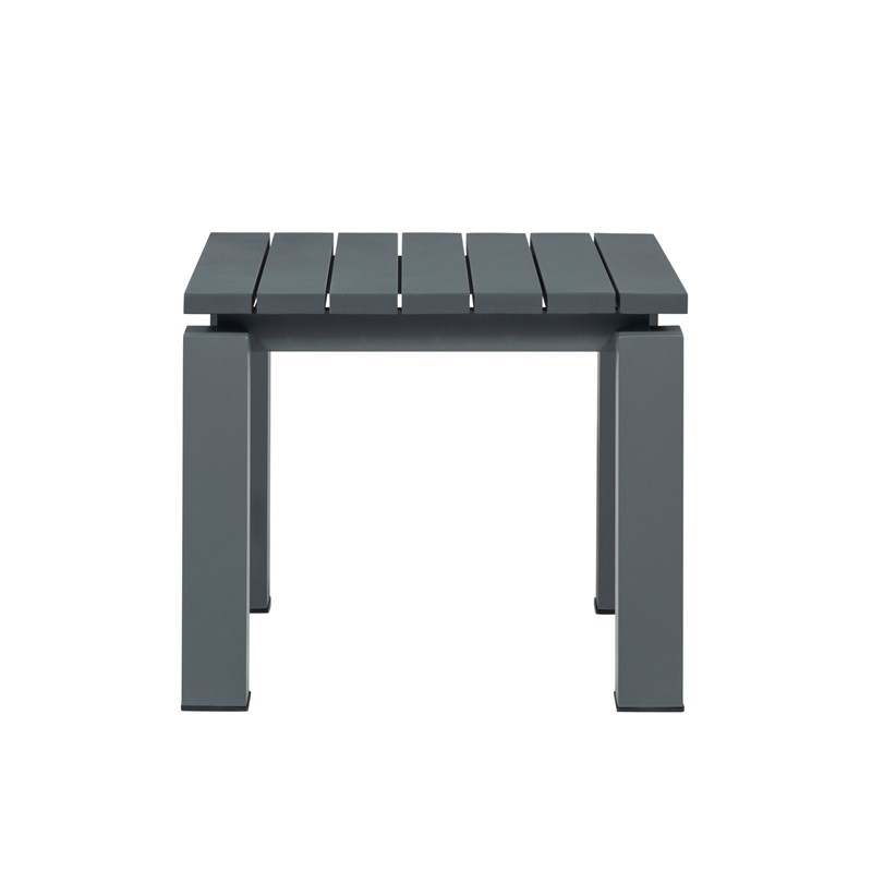 Pemberly Row Contemporary Outdoor Aluminum End Table in Gray