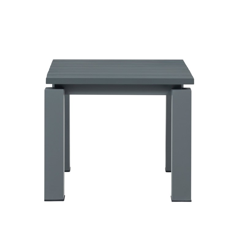 Pemberly Row Contemporary Outdoor Aluminum End Table in Gray
