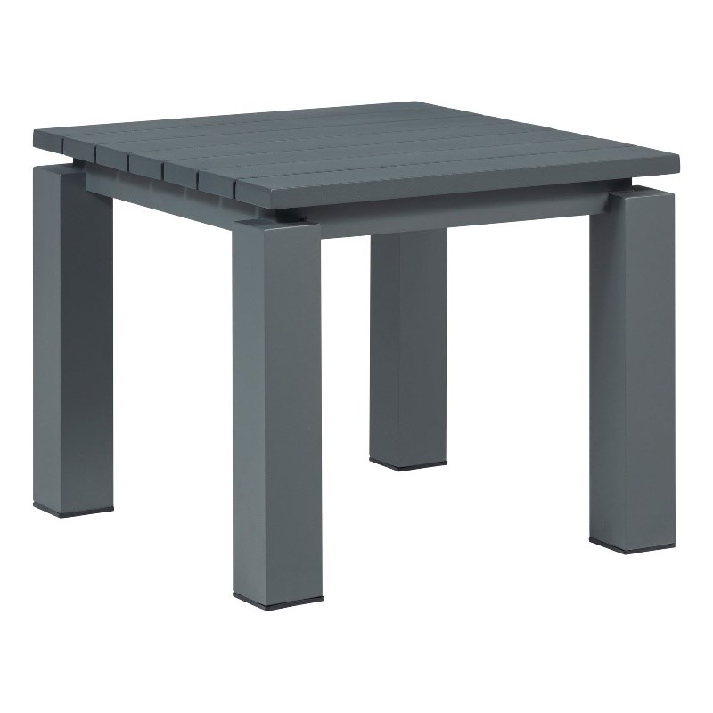 Pemberly Row Contemporary Outdoor Aluminum End Table in Gray