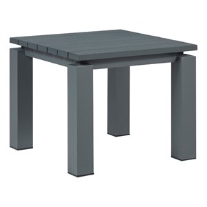 Pemberly Row Contemporary Outdoor Aluminum End Table in Gray