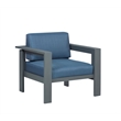 Pemberly Row Outdoor Arm Chair with Aluminum Metal Frame - Blue