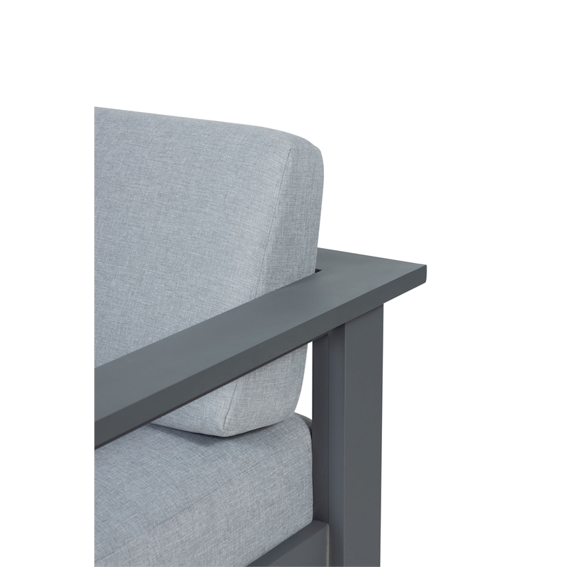 Pemberly Row Outdoor Arm Chair with Aluminum Metal Frame - Gray