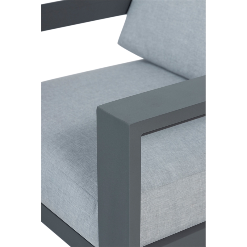 Pemberly Row Outdoor Arm Chair with Aluminum Metal Frame - Gray