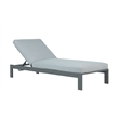 Pemberly Row Outdoor Chaise with Aluminum Metal Frame - Gray