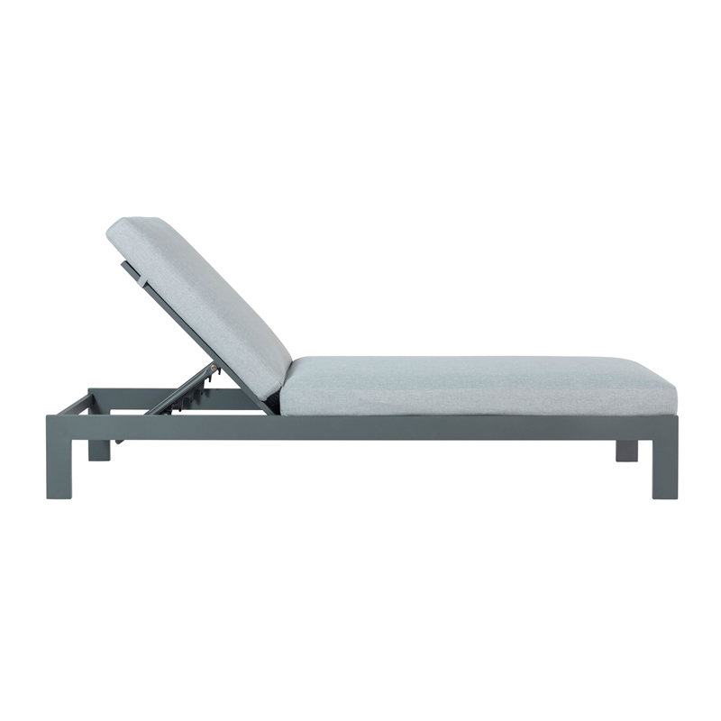 Pemberly Row Outdoor Chaise with Aluminum Metal Frame - Gray