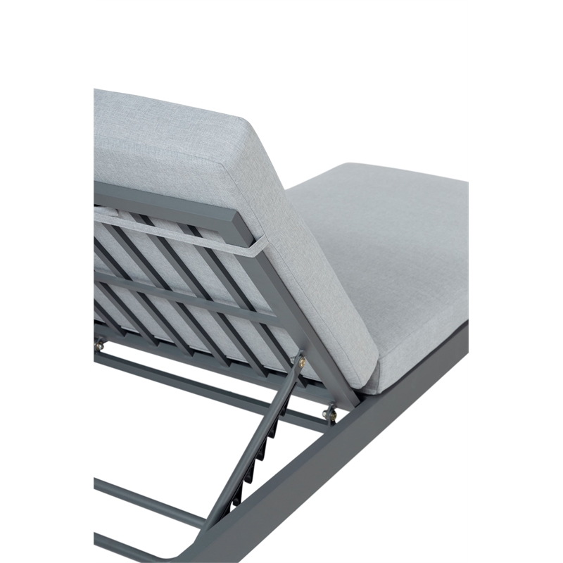 Pemberly Row Outdoor Chaise with Aluminum Metal Frame - Gray