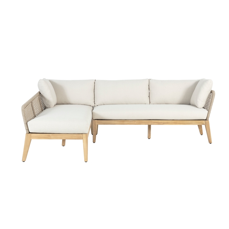 Pemberly Row Teak Wood 2-piece Left Arm Chaise Outdoor Sectional - Beige