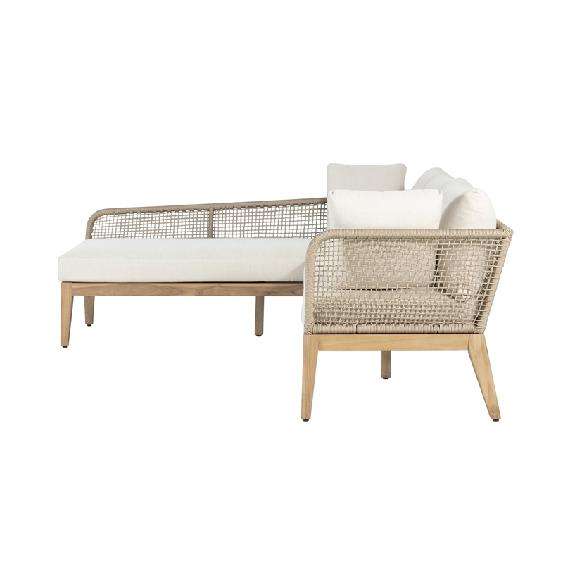 Pemberly Row Teak Wood 2-piece Left Arm Chaise Outdoor Sectional - Beige