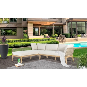 Pemberly Row Teak Wood 2-piece Left Arm Chaise Outdoor Sectional - Beige