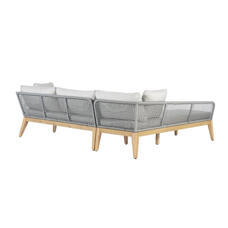 Pemberly Row Teak Wood 2-piece Left Arm Chaise Outdoor Sectional - Gray