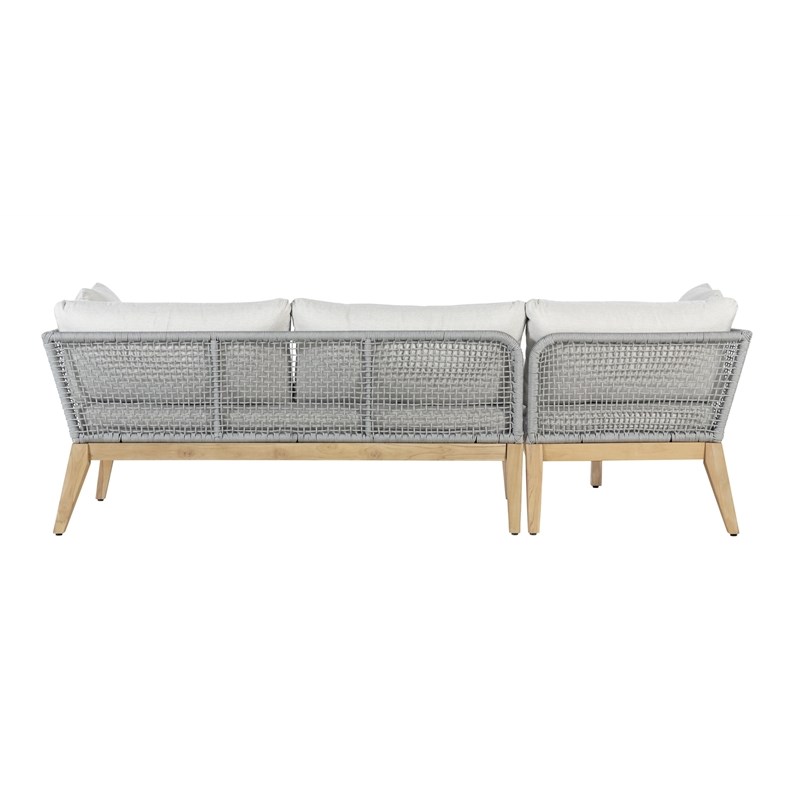 Pemberly Row Teak Wood 2-piece Left Arm Chaise Outdoor Sectional - Gray