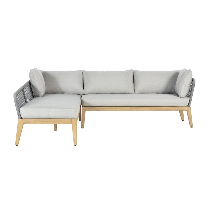 Pemberly Row Teak Wood 2-piece Left Arm Chaise Outdoor Sectional - Gray