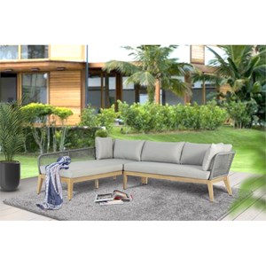 Pemberly Row Teak Wood 2-piece Left Arm Chaise Outdoor Sectional - Gray