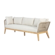 Pemberly Row Modern Teak Wood Sofa with Beige Color Rope Design