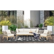 Pemberly Row Modern Teak Wood Sofa with Beige Color Rope Design