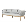 Pemberly Row Modern Teak Wood Sofa with Gray Color Rope Design